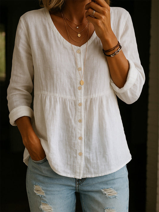 Seraphia™- Bluse i blanding af hør og bomuld